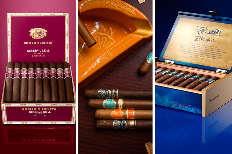 Altadis U.S.A. | Romeo y Julieta Reserva Real Nicaragua Profundo, H. Upmann by AJ Fernandez Sunrise, Aging Room Blue Amber